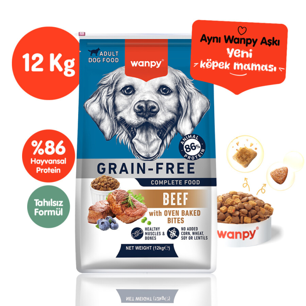 Wanpy Sığır Etli Tahılsız Yetişkin Köpek Maması 12kg