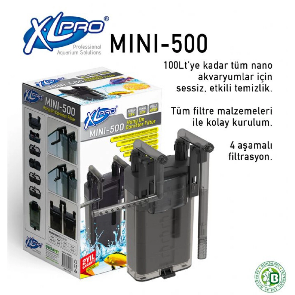 XLPRO MINI-500 Dolu Akvaryum Dış Filtre 510L/S