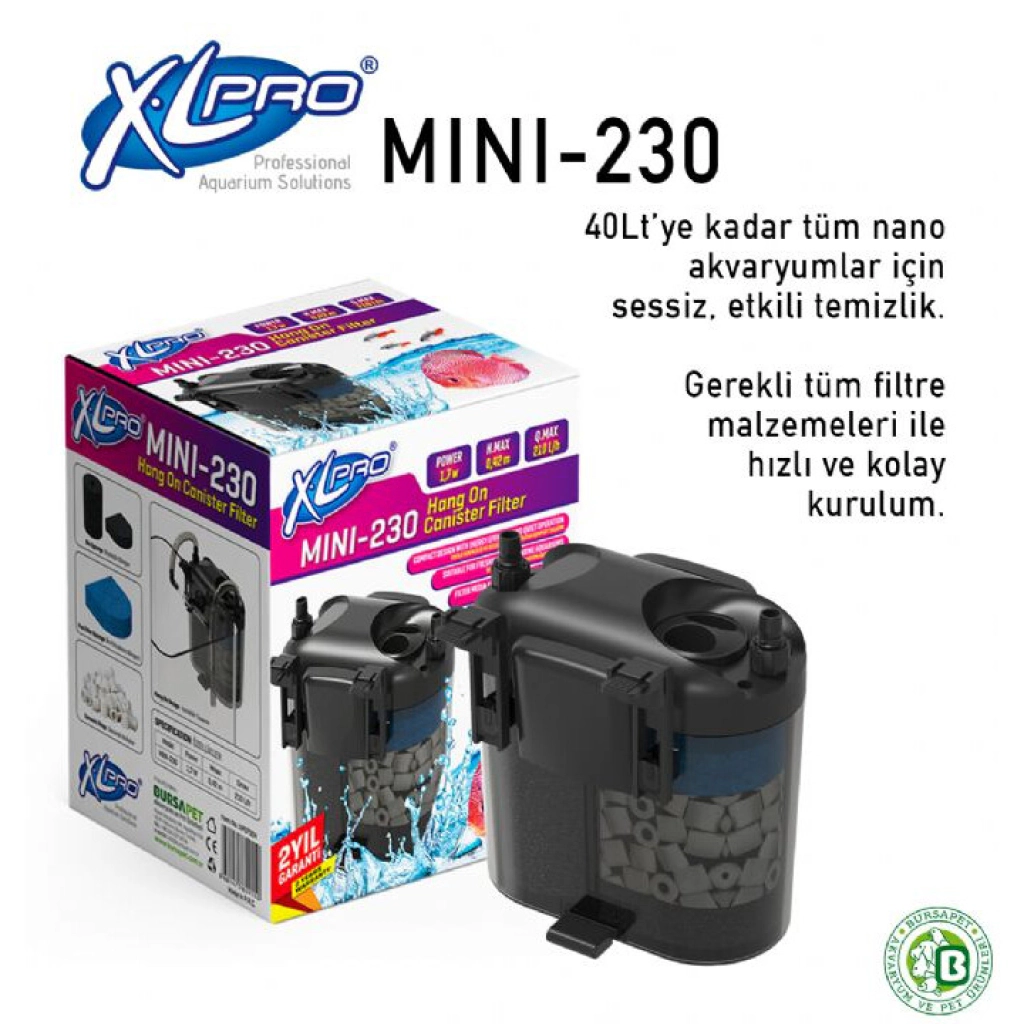 XLPRO MINI-230 Dolu Akvaryum Dış Filtre 210L/S