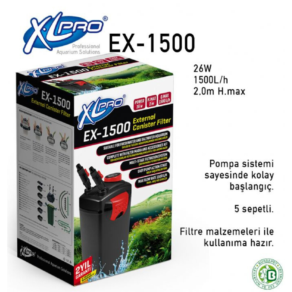 XLPRO EX-1500 Dolu Akvaryum Dış Filtre 1500L/S