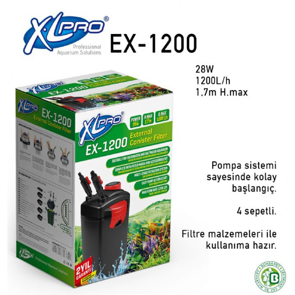 XLPRO EX-1200 Dolu Akvaryum Dış Filtre 1200L/S