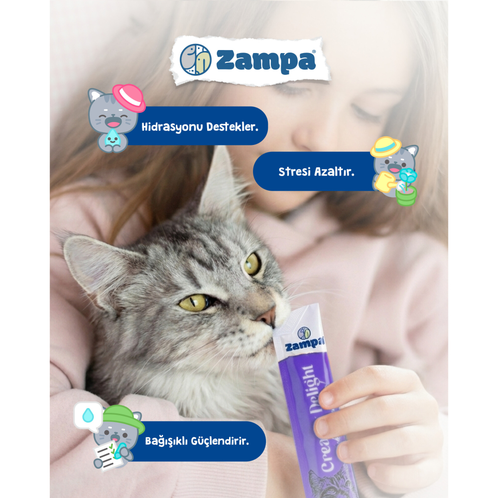 Zampa Krill ve Ton Balıklı Krema Kedi Ödül Maması 16gr (5'li)
