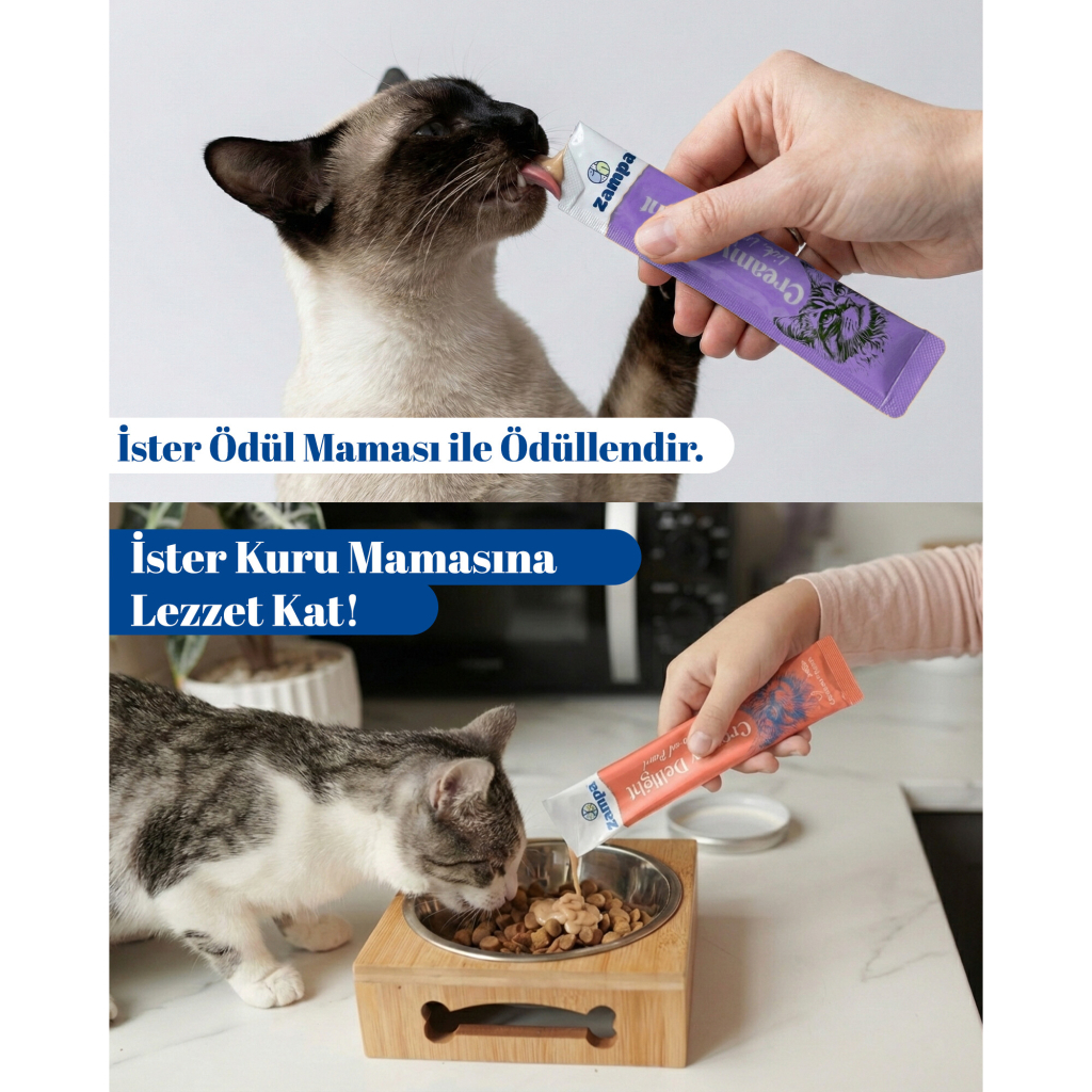 Zampa Krill ve Ton Balıklı Krema Kedi Ödül Maması 16gr (5'li)