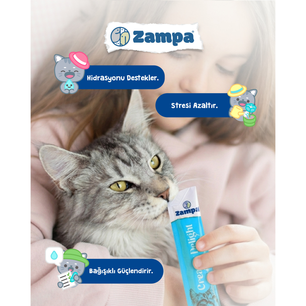 Zampa Tavuklu ve Morina Balıklı Krema Kedi Ödül Maması 16gr (5'li)
