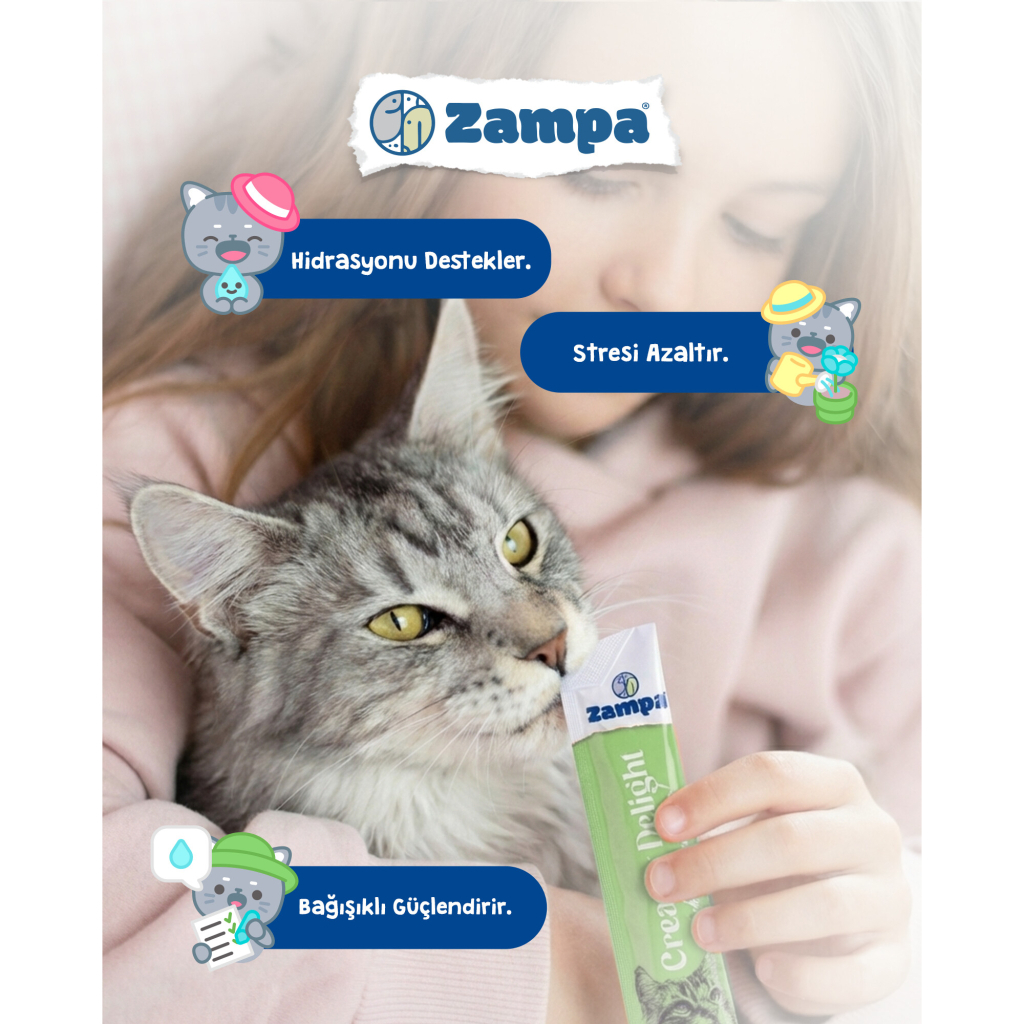 Zampa Ton Balıklı ve Deniz Taraklı Krema Kedi Ödül Maması 16gr (5'li)