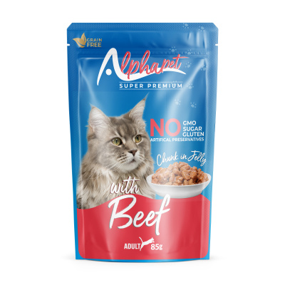 Alphapet Jöle İçinde Parça Sığır Etli Yetişkin Kedi Konservesi 85gr