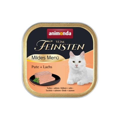 Animonda Vom Feinsten Mildes Menü Hindi Etli ve Somonlu Yetişkin Kedi Konservesi 100gr