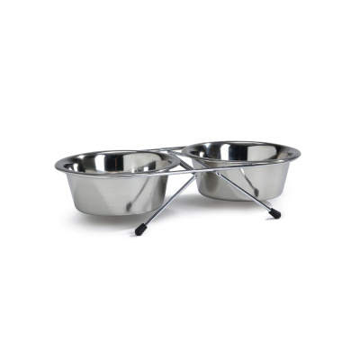 Beeztees Paslanmaz Çelik İkili Köpek Mama ve Su Kabı 2x450ml