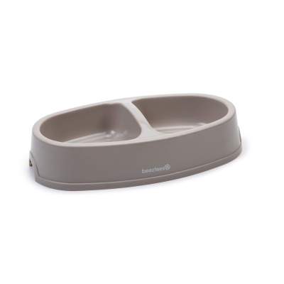Beeztees Plastik İkili Mama ve Su Kabı 27x16,5x6cm (Bej)