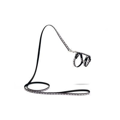 Beeztees Hearts Yavru Kedi Göğüs Tasması ve Gezdirme Kayışı 120cm (Siyah)