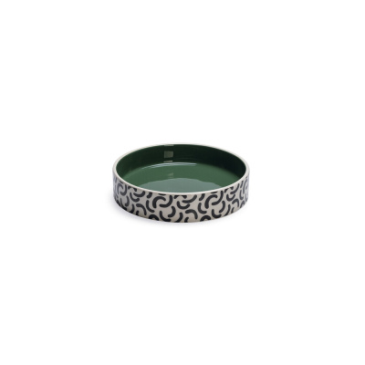 Beeztees Kediler için Seramik Mama ve Su Kabı 16,5cm 300ml (Yeşil-Beyaz)