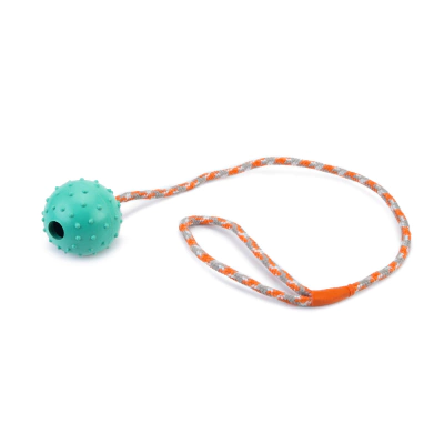 Beeztees Rubber Ball Kauçuk İpli Top Sesli Köpek Oyuncağı 60cm (Mavi)