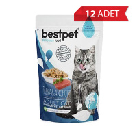 BestPet Pouch Ton Balıklı ve Hamsili Yetişkin Kedi Konservesi 85gr (12 Adet)