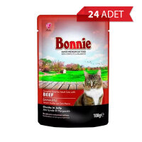 Bonnie Pouch Dana Etli Yetişkin Kedi Konservesi 85gr (24 Adet)