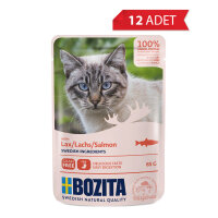 Bozita Pouch Jöle Soslu Parça Somon Balıklı Tahılsız Yetişkin Kedi Konservesi 85gr (12 Adet)