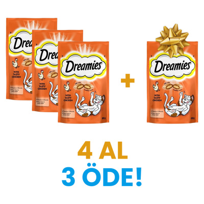 Dreamies İç Dolgulu Tavuklu Kedi Ödül Bisküvisi 60gr (3 Al 4 Öde)