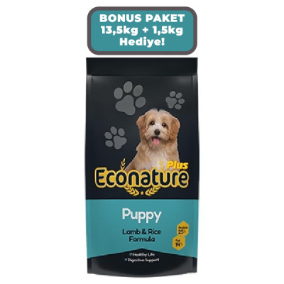 Econature Plus Kuzulu Yavru Köpek Maması 13,5kg + 1,5kg HEDİYE!