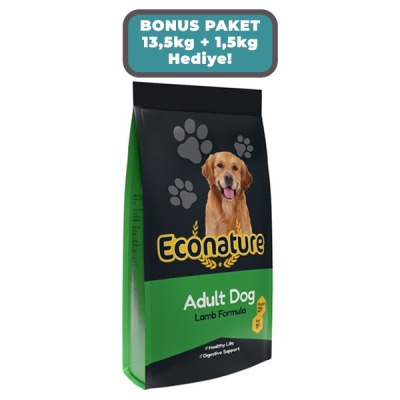 Econature Plus Kuzulu Yetişkin Köpek Maması 13,5kg + 1,5kg HEDİYE!
