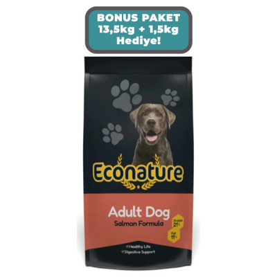 Econature Plus Somonlu Yetişkin Köpek Maması 13,5kg + 1,5kg HEDİYE!