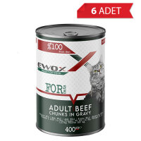 Ewox Biftekli Parça Etli Kedi Konservesi 400gr (6 Adet)