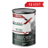Ewox Biftekli Parça Etli Kedi Konservesi 400gr (12 Adet)