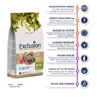 Exclusion Monoprotein Kuzulu ve Narlı Düşük Tahıllı Küçük Irk Yetişkin Köpek Maması 2kg