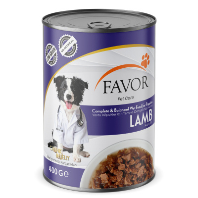 Favor Kuzu Etli Yavru Köpek Konservesi 400gr