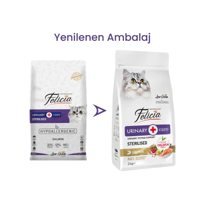 Felicia Hipoalerjenik Üriner Sağlığı İçin Somonlu Düşük Tahıllı Kısırlaştırılmış Kedi Maması 2kg