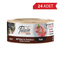 Felicia Kıyılmış Tavuklu ve Biftekli Yetişkin Kedi Konservesi 85gr (24 Adet)