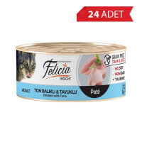 Felicia Kıyılmış Ton Balıklı ve Tavuklu Yetişkin Kedi Konservesi 85gr (24 Adet)