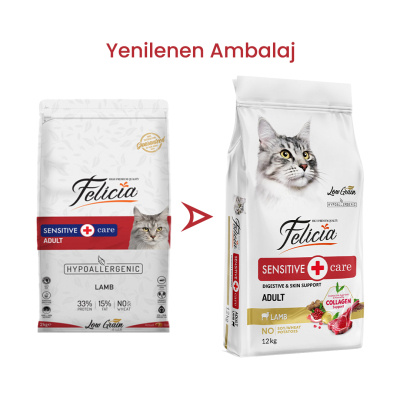 Felicia Hipoalerjenik Kuzu Etli Düşük Tahıllı Yetişkin Kedi Maması 12kg