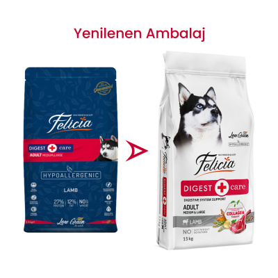 Felicia Hipoalerjenik Orta ve Büyük Irk Kuzulu Düşük Tahıllı Yetişkin Köpek Maması 15kg