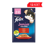 Felix Pouch Jöle İçinde Sığır Etli Yavru Kedi Konservesi 85gr (12 Adet)