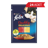 Felix Çifte Lezzet Tavuk ve Sığır Etli Yetişkin Kedi Konservesi 85gr (24 Adet)