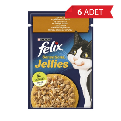 Felix Pouch Jel İçinde Tavuklu ve Havuçlu Yetişkin Kedi Konservesi 85gr (6 Adet)