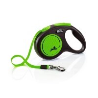 Flexi New Neon Otomatik Şerit Köpek Gezdirme Kayışı 5m [M] (Yeşil)