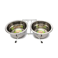 Flip Köpekler için Tel Ayaklı İkili Çelik Mama ve Su Kabı 2x480ml