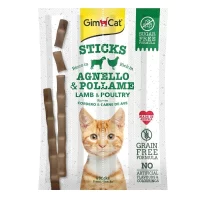 GimCat Sticks Kuzulu ve Tavuklu Taurinli Tahılsız Kedi Ödül Çubuğu 20gr (4'lü)