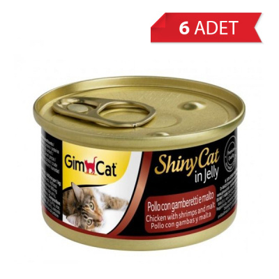 GimCat Shinycat Malt Özlü Tavuklu ve Karidesli Kedi Konservesi 70gr (6 Adet)