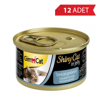 GimCat Shinycat Jöle İçinde Ton Balıklı ve Karidesli Kedi Konservesi 70g (12 Adet)