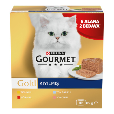 Gourmet Gold Kıyılmış Karışık Çeşitli Yetişkin Kedi Konservesi 8x85gr (8 AL 6 ÖDE)