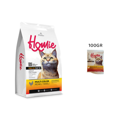 Homie Multi Color Renkli Taneli Tavuklu Yetişkin Tester Kedi Maması 100gr