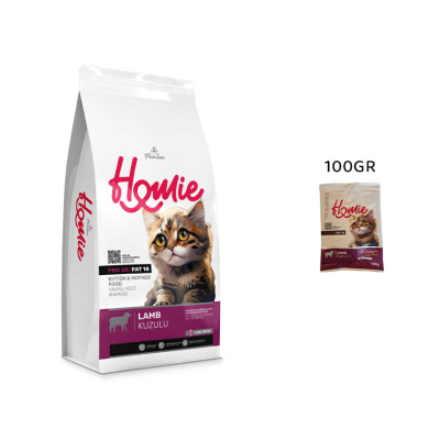 Homie Mother&Baby Anne ve Bebek Kediler İçin Kuzulu Tester Kedi Maması 100gr