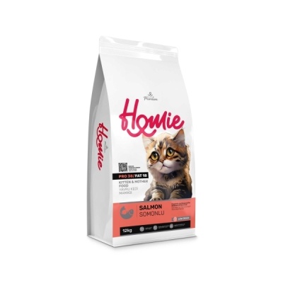 Homie Mother&Baby Anne ve Bebek Kediler İçin Somonlu Kedi Maması 12kg