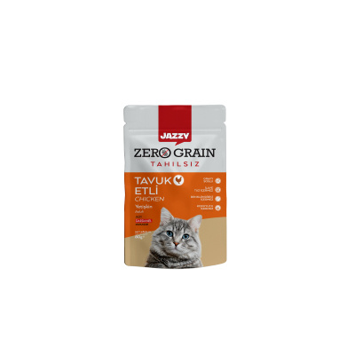 Jazzy Sos İçinde Tavuk Etli Tahılsız Yetişkin Kedi Konservesi 80gr