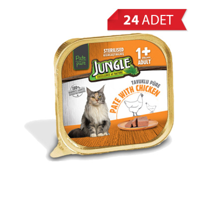 Jungle Tavuklu Kısırlaştırılmış Ezme Kedi Konservesi 100gr (24 Adet)