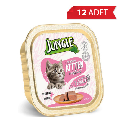 Jungle Sütlü ve Tavuklu Ezme Yavru Kedi Konservesi 100gr (12 Adet)