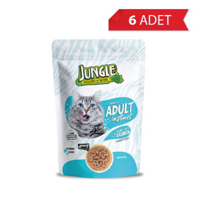Jungle Pouch Somon Parçalı Yetişkin Kedi Konservesi 100gr (6 Adet)