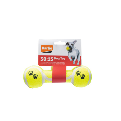 Karlie Dambıl Şeklinde Tenis Topu Köpek Oyuncağı 20x6x6cm (Sarı)