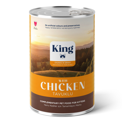King Sos İçinde Parça Tavuklu Yavru Kedi Konservesi 400gr